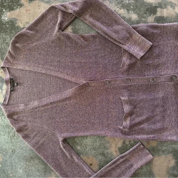 Banana Republic Purple Metallic Thin Knit Cardigan with Gold Thread - Picture 4 of 6